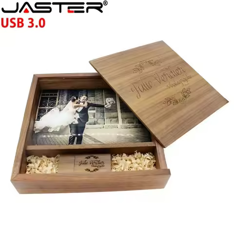 Free LOGO Wooden USB 3.0 Flash Drive 4G 8G 16G 32G 64GB 128G Wedding Gift Pen Drives Box For 6*4 Mem