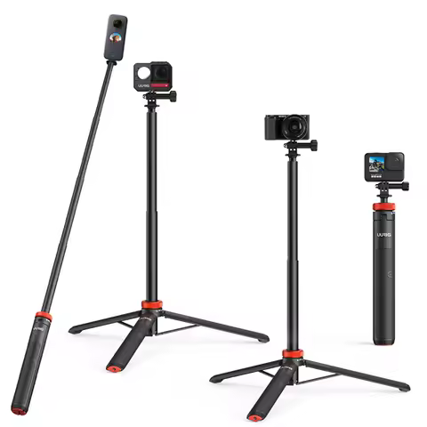 UURIG Selfie Stick Tripod for GoPro 12 11 Insta360 Action Camera Tripod Selfie Stick Hand Grips Exte