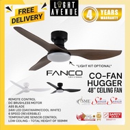 FANCO Hugger Ceiling Fan With LED Light And Remote Control 3 Blade 48"(Suitable For Low Ceiling)