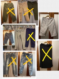 Uniqlo ZARA H&amp;M G2000 Bossini 等各款時裝褲 Fashion pants jeans卡其褲 牛仔褲 闊腿褲 細腿褲 運動褲 長裙