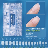 Ur Đường Koskoe 300Pcs Matte Nail gel mềm Mẹo bọc hoàn toàn đầu móng tay giả Acrylic Ngắn Hình Dạng 