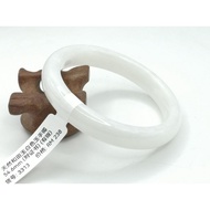 🍀 B3313 - Natural Nephrite Jade Hetian Jade Bangle 54mm (with certificate) (Got flaw) 天然和田玉白色玉手镯 54m