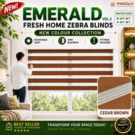 [VINZOLA] EMERALD VOL.2 CEDAR BROWN Korea Zebra Blinds | Semi Blackout | W2FT–8FT H6FT–9FT | Langsir