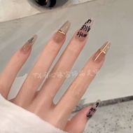 Cool Girl Hand-Painted Letter Crow Heart Mirror Mirror Powder Manicure Patch Fake Nail Sticker Wearable Nail Removable