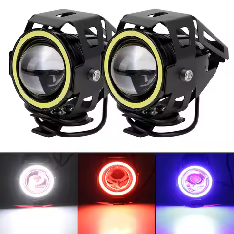 LED Motorcycle Angel Eyes Motorbike LED Auxiliary Lamp U7 Headlamp Spotlights Motorcycle Headlights 