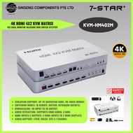 7-STAR* 4K HDMI 4X2 KVM MATRIX | 4 in 2 Out HD 2.0 Switcher for USB2.0 Keyboard Mouse PC | KVM-HM402