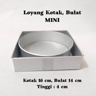 loyang 1 set lengkap murah 2 pcs loyang mini Kotak 16 cm Bulat 14 cm galvanis/loyang persegi 16 cm/c