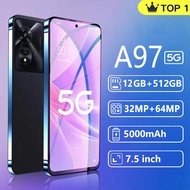 【Lowest Price】Latest Promotion Smartphone A97 phone murah original 12GB+512GB 7.5 Inch mobile phone Big Screen Cheap Cellphone Android 10.0 4/5G Handphone GSM Android Dual SIM Clea