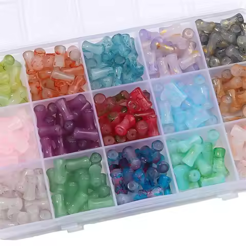 20pcs 6x12mm Halo Dyed Sprinkled Golden Bamboo Joint Glass Beads For Jewelry Making Handmade DIY Bra