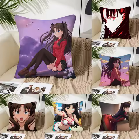 1PC Tohsaka Rin Japanese Adventure Game Fate Pillow Case Square Pillow Bedroom Sofa LeisureCar Livin