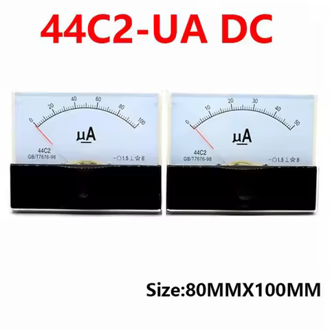 44C2 DC μA 50UA 100UA 200UA 300UA 500UA Analog Panel Pointer type DC ammeter 44C2-A mechanical meter