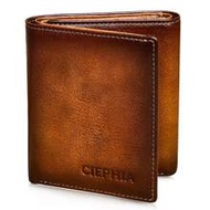 Premium Men's Genuine Leather Trifold Wallet - Secure ID Window, RFID Blocking - Genuine Leather Mat