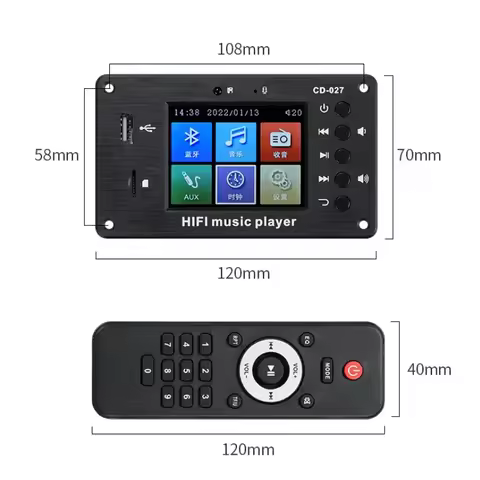 CD-027 Bluetooth 5.1 Stereo Audio Receiver FLAC WAV APE Decoding FM Radio USB TF For Car Amplifier M