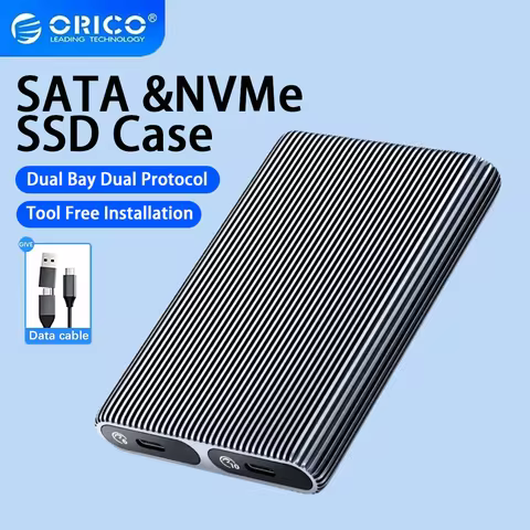 ORICO Dual Bay Dual NVMe M2 SSD Case Aluminum Support M.2 NVMe SSD Disk Box For M Key B&M Key SSD To
