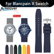 Aotelayer สายรัดนาฬิกากีฬาคาดมือดำน้ำกว้าง22มม. สำหรับ Swatch X Blancpain Fifty Fathoms ใช้ได้ทั่วไป