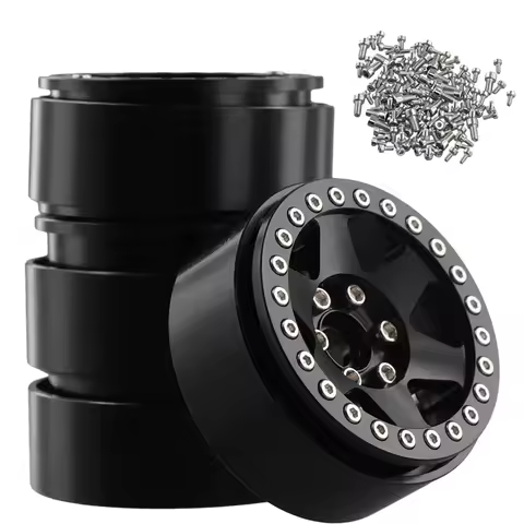 A46K 1/10 RC Crawler Car 1.9Inch Metal Beadlock 6 Hole Wheel Hub Rim Black
