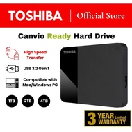 (Official Mall) Toshiba Canvio Ready USB 3.2 Hard Drive Mudah Alih (1TB/2TB/4TB)