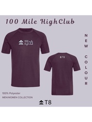 T8 Run เสื้อวิ่ง แขนสั้น ผู้ชาย 100 MILE HIGH CLUB ใส่วิ่ง กีฬากลางแจ้ง  ผ้าแห้งไว รุ่นใหม่ ของแท้