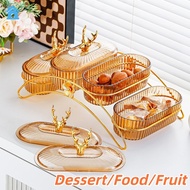 4 Grids Split Type Dessert Box with Stand Light Luxury Food Fruit Dish Party Festival Ramadan Decor
