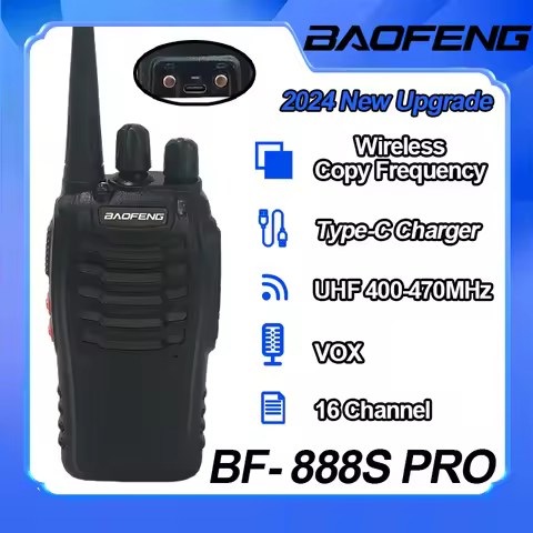 Baofeng BF-888S Pro Walkie Talkie Wireless Copy Frequency Type-C VOX 400-470MHz Long Range Portable 