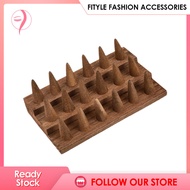 Fityle 18 Fingers Wood Ring Display Stand Lightweight Sturdy 7.8x4.7x2.7inch Smooth Surface for Reta