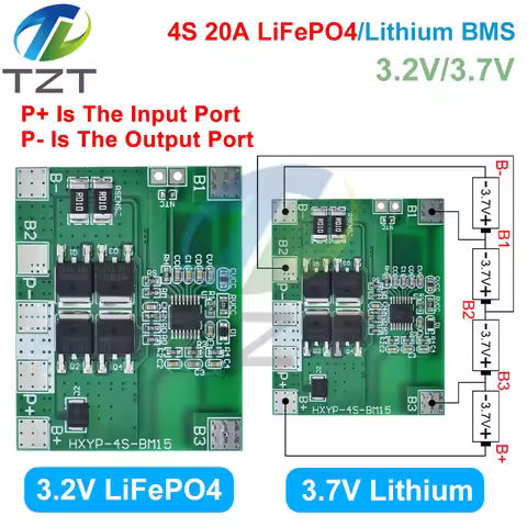 4S 12.8V 14.4V 16.8V Lifepo4 Li-ion Lipo Lithium Battery Protection Board 18650 BMS 14A limit 20A PC