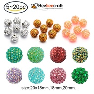 Beebeecraft 5-20pc Chunky Resin Rhinestone Bubblegum Ball Beads with Jelly Style Inside AB Color Round Coral 20x18mm Hole: about 2.5mm