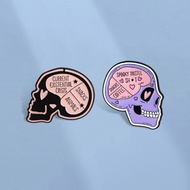 Spooky Pastel Skull Enamel Pin Existential Crisis Snack Brain Skeleton Brooch Badges Backpack Access