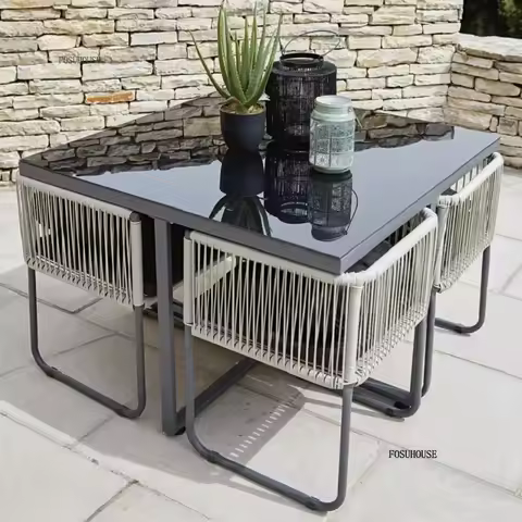 Outdoor PE Rattan Table and Chair Sets Courtyard Leisure Table and Chair Garden Furniture Set Balcon