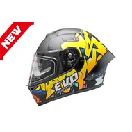 [KK] EVO CA969 Graffiti Painted Full-Face Helmet Inner Sunglasses Design Aerodynamic Duck Tail Zhito