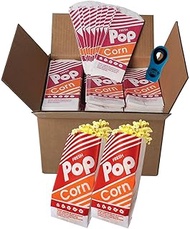 100 Count - Popcorn Bags 1oz in Slide Seal Food Bag for Sanitary Storage with CMC Products Bag Clip. Paper Popcorn Bags for Movie Night, Party, Fundraisers, Carnivals, Popcorn Bars, Concessions (100)