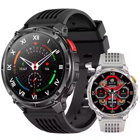 Men HT33 Smart Watch 1.7inch LED Flashlight BT Calling Outdoor Sports Compass Health Monitoring 1100