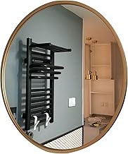 Round Bathroom Mirror Cabinet, Wall Mounted Storage Cabinet Mirror Medicine Cabinet, 3 Level Wooden Storage Cabinets Organizer for Living Room, Home Kitchen Furniture,60 cm_Walnut Color