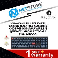KEYCHRON V6 MAX ANSI FULL SIZE 104 KEY CARBON BLACK FULL ASSEMBLED KNOB RGB HOT-SWAP WIRELESS QMK ME