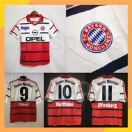 ล่าสุด1998 2000 Bayern Away Jersey Retro Jersey ฟุตบอล98/00 Bayern Jersey Elber 9 Matthaus 10 Effenberg 11