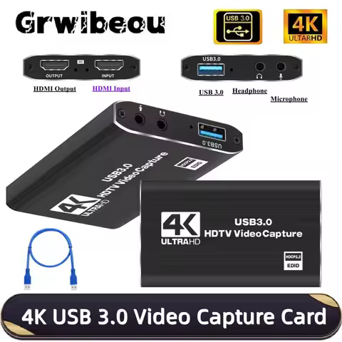 Capture Card 4K HDMI-Compatible Video Capture Card Capture Device with USB 3.0 1080p for PS4 Xbox Sw