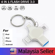 4in 1 OTG USB Flash Drive 32GB Pendrive 64GB Type-C USB Stick 128GB 256GB Memory Stick 1TB For iPhone Android PC 512G