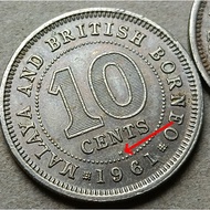 Malaya And British Borneo 1957 H/1961 H Antique Coin. Remark "H". Special Rare Edition Coin. Queen E