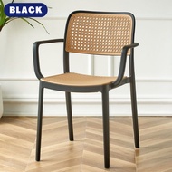 FURNIMALL Nordic Rattan Chair PP Chair Plastic Chair Backrest Chair Restaurant DiningChair Minimalis