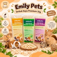 Emily Pets Wood Flakes 1kg Premium Hamster, Rabbit, Guinea Pigserbuk kayu Hamster Bedding