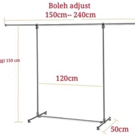 Adjustable single pole stainless steel clothes hanging rack/Rak untuk menyidai baju