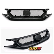 Honda Civic Type R FK8 J'S Racing Style Front Grille + Emblem Base | Carbon Fibre / FRP