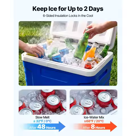 Hard Cooler, 21QT Portable Rolling Cooler with Wheels, Leak-Resistant Coolbox Keeps Contents Cool fo
