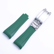 Suitable for Rolex Daytona Black Green Blue Water Ghost Yacht GMT Arc Strap Rubber Strap 20mm
