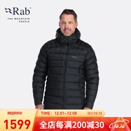 Rab 【断货王】男款800篷欧洲鹅绒科技面料羽绒服连帽保暖轻量舒适透气抗撕523g QDN-85 黑色 M