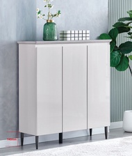 Amias Off White And Grey Glass Top Shoe Cabinet