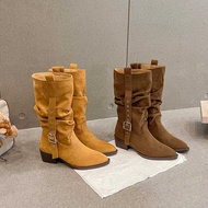 Cowgirl Cowboy Boots - Leather Pointed Toe Mid-Calf Boots | Wasteland Style