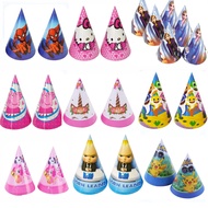 6pcs/lot Baby-Shark Mickey Unicorn/Princess/Avengers Cartoon Paper Hats Happy Birthday Hat