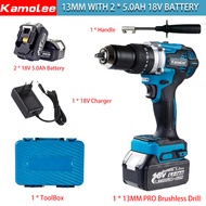 (Garansi Satu Tahun)Kamolee Official 13mm Brushless 650N.M Torsi Tinggi 3 In 1 Bor Listrik 2450rpm B