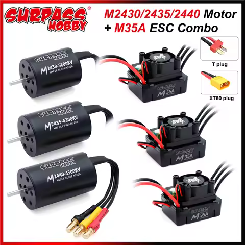 SURPASS HOBBY Combo M2430 M2435 M2440 Waterproof Brushless Motor M35A ESC 2-3S for 1/16 1/18 RC Car 